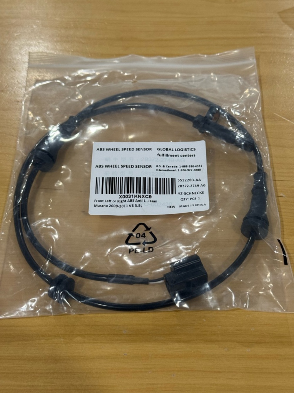 Front Left or Right ABS Wheel Speed Sensor for Nissan Murano 2009-2011 V6 3.5L